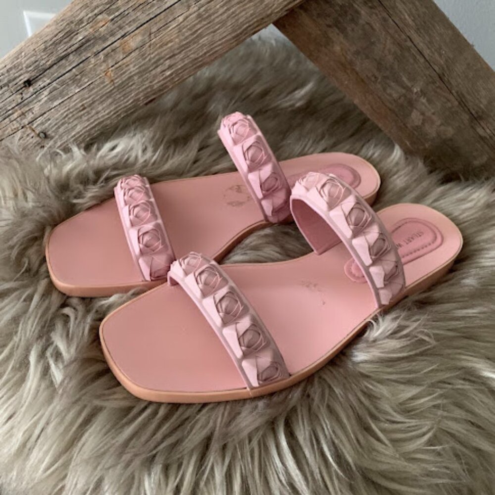 STUART WEITZMAN pink rosette jelly flats-size 7.5